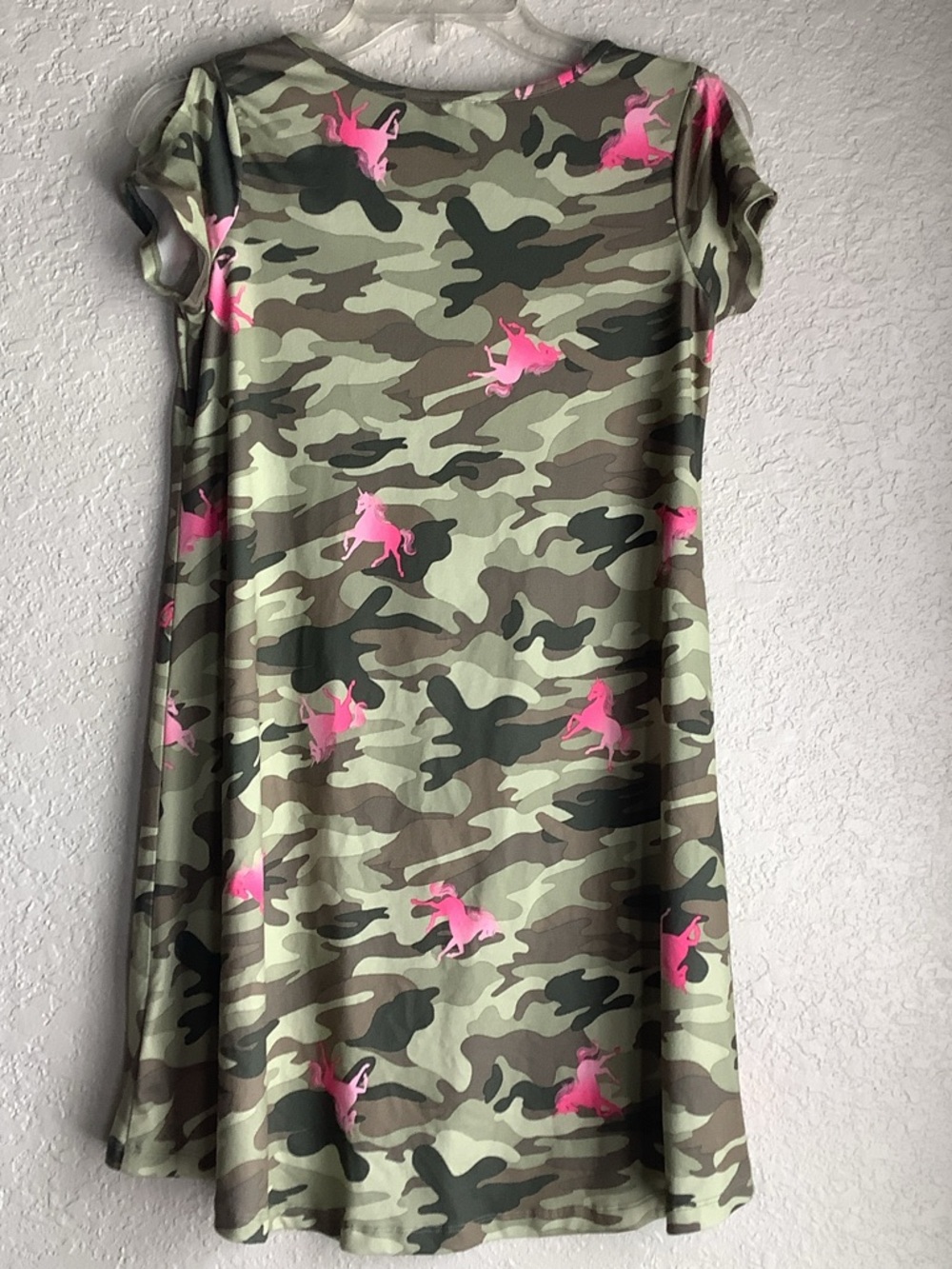 Girls' Camouflage Swing Dress with Pink Unicorn Motif - Picture 4 of 4